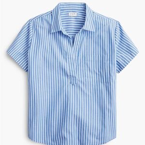 J. Crew Striped short-sleeve poplin popover top
